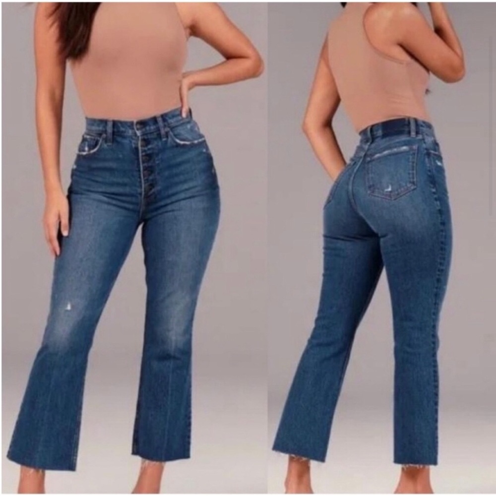 Abercrombie & Fitch Jeans The Kick Flare Ultra High Rise Size 26 Dark Button Fly